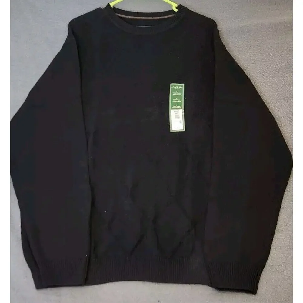 Vintage David Taylor Knit Sweater Mens Sz Large Black‎ Argyle Cotton Y2K NWT